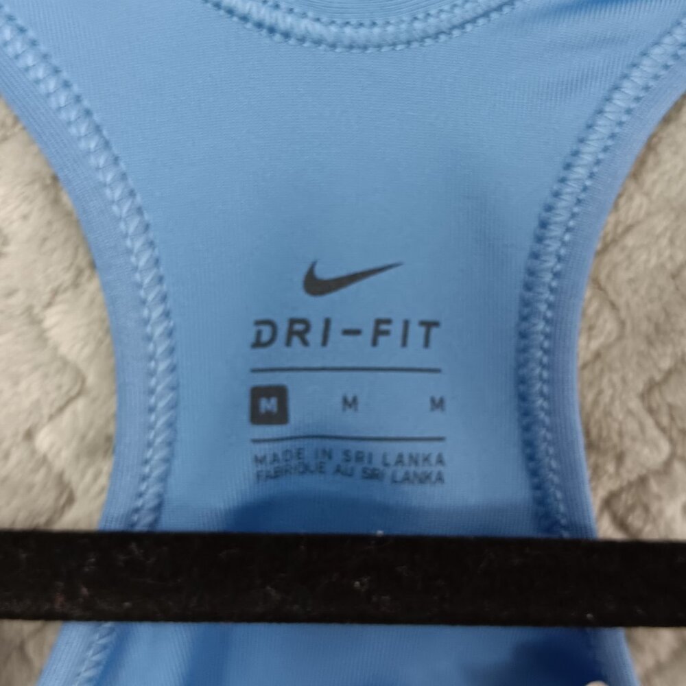 NIKE Women's Futura Swoosh Sports Bra Gym Running Athletic Size M Indigo Bra Top - Picture 4 of 5